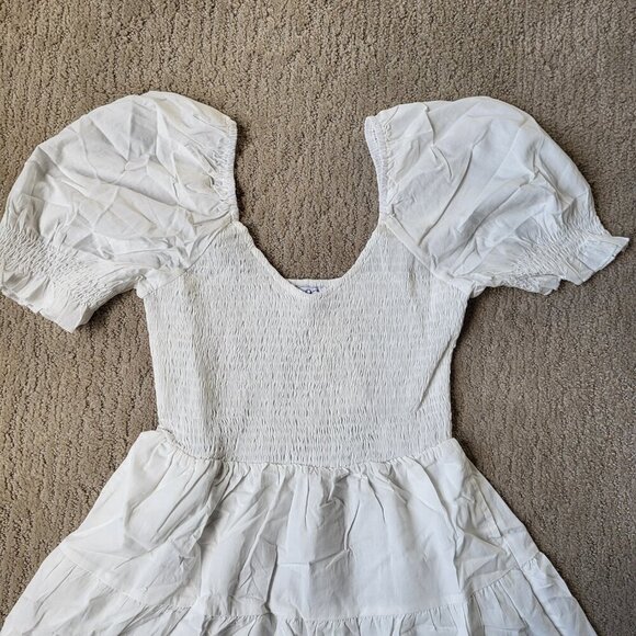 Women's Boho Off Shoulder Puff Sleeve Midi Dress – White – Size S – NWT - Picture 4 of 12